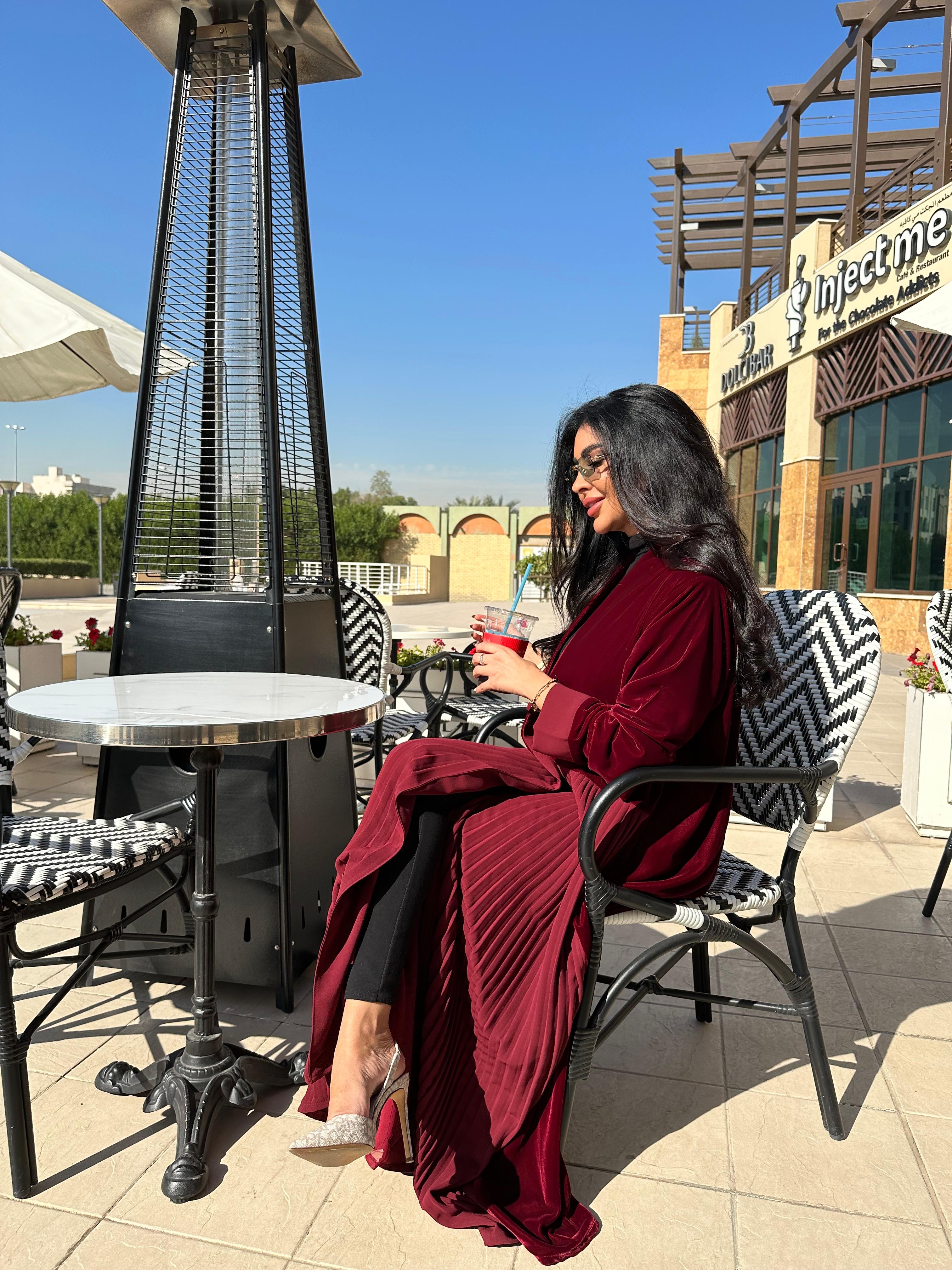 RED VELVET ABAYA C:6359RED