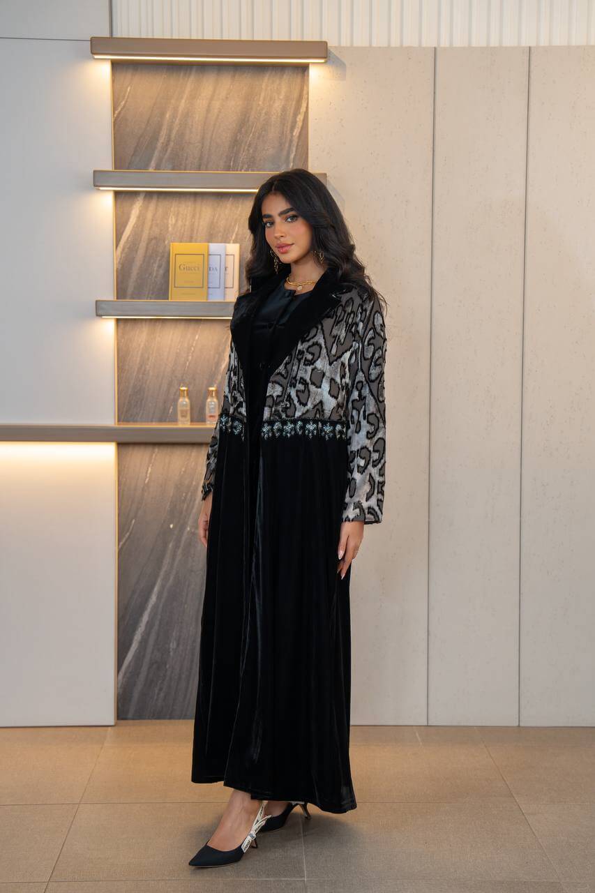Black velvet blazer abaya