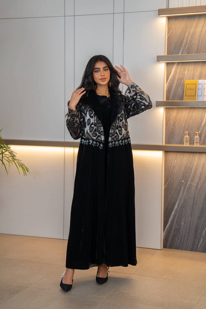 Black velvet blazer abaya