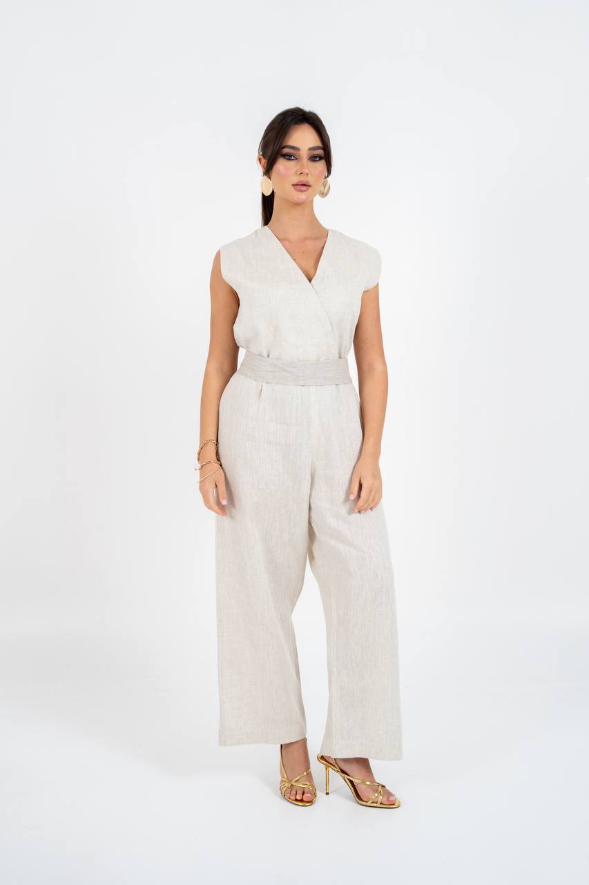 Light beige linen jumpsuit
