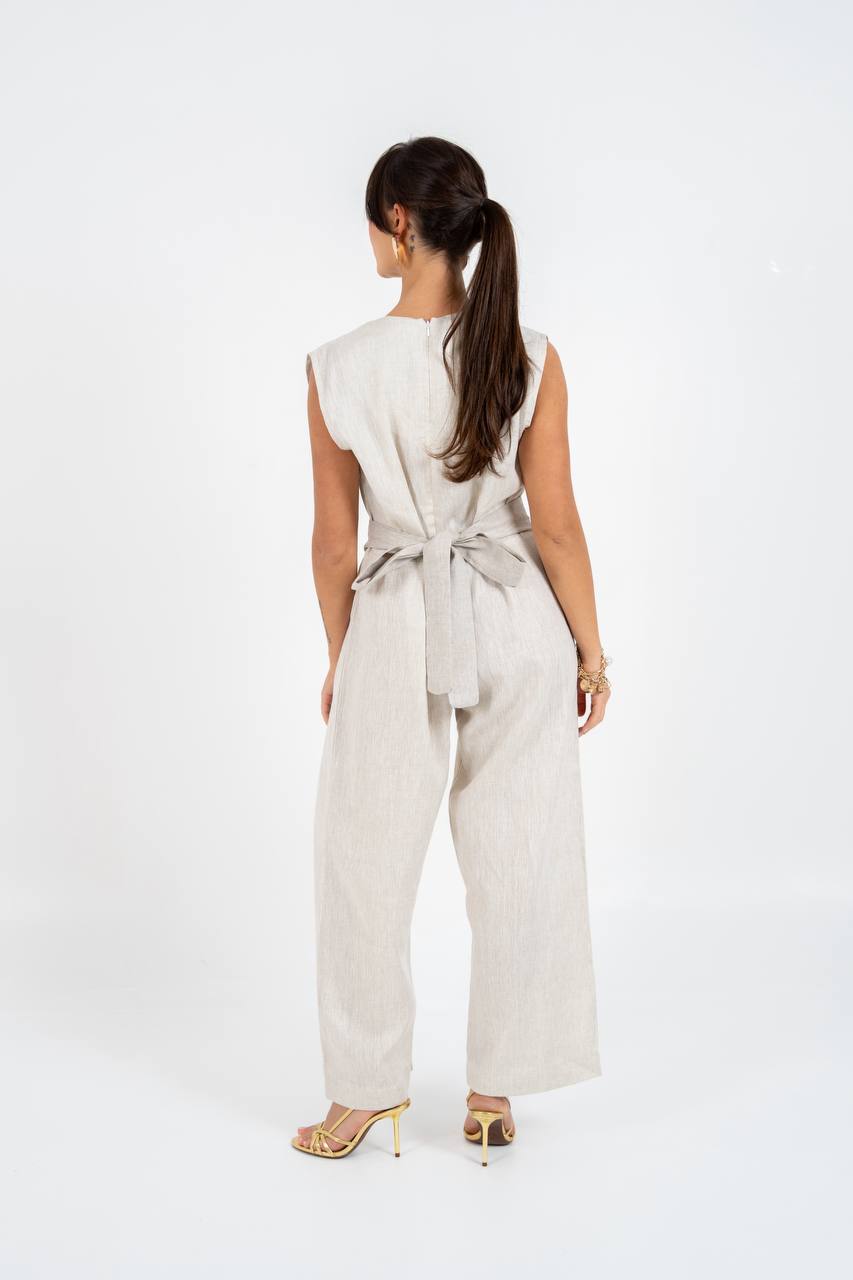 Light beige linen jumpsuit