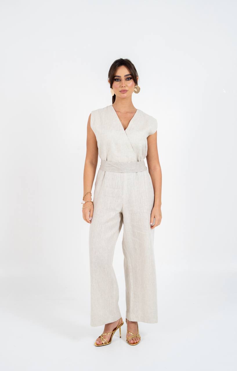 Light beige linen jumpsuit