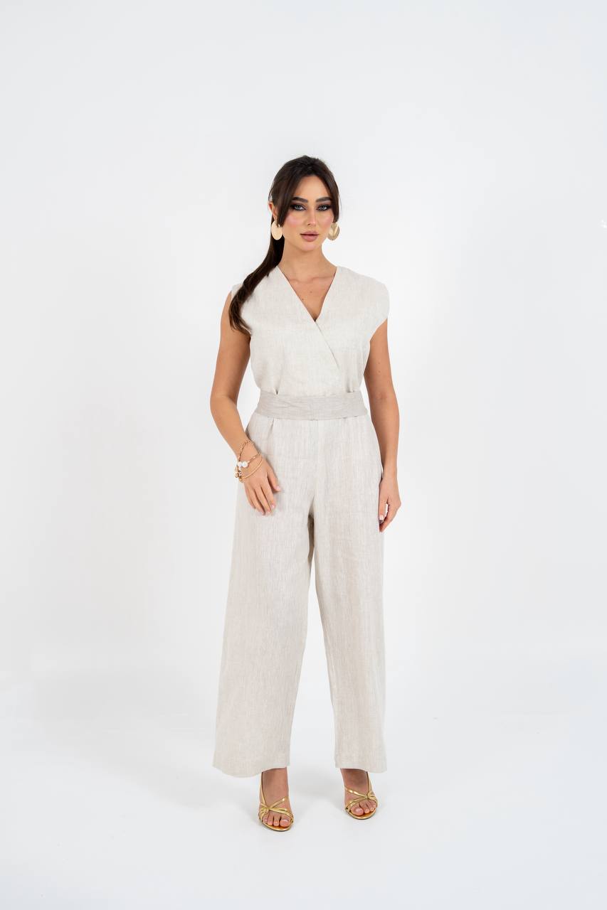 Light beige linen jumpsuit