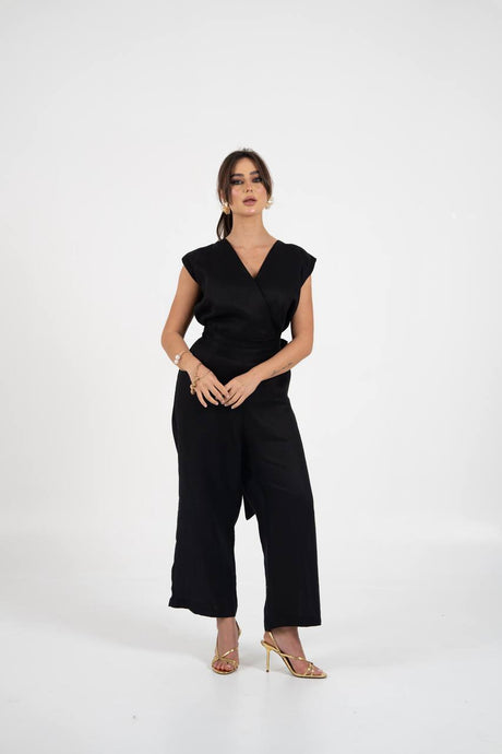 black linen jumpsuit