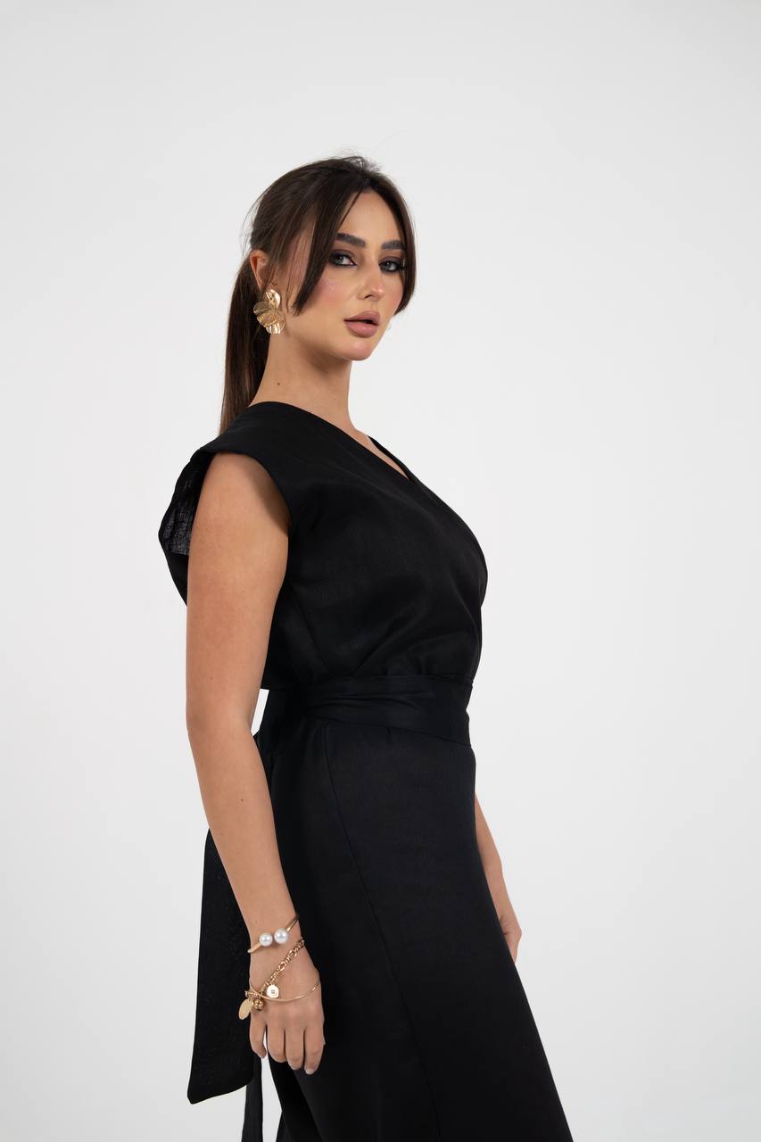 black linen jumpsuit