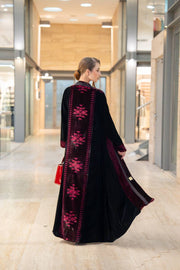 Maroon velvet abaya
