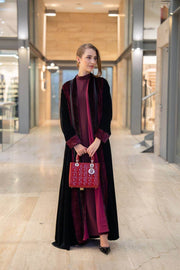 Maroon velvet abaya