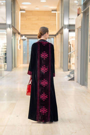 Maroon velvet abaya
