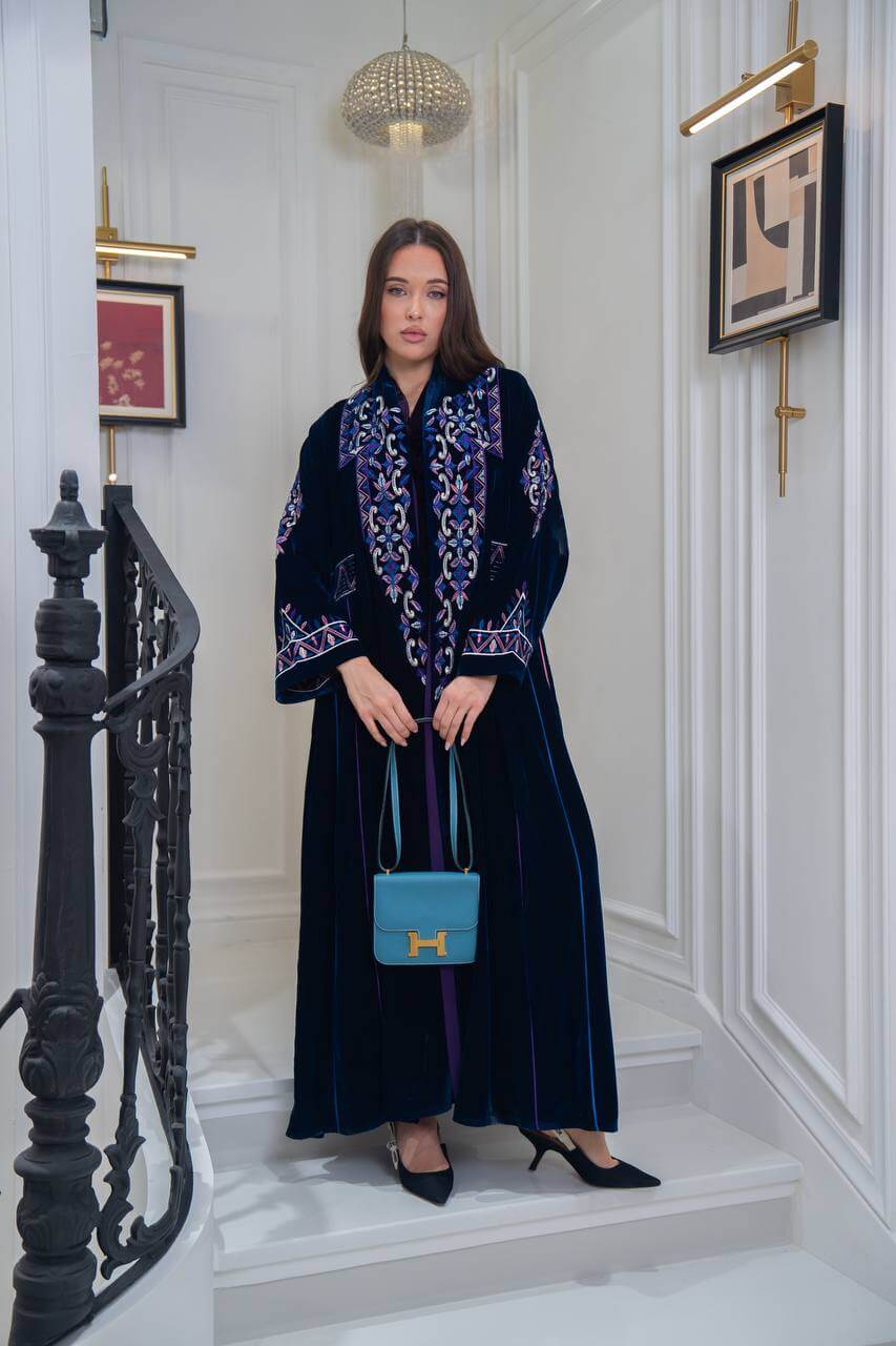 Velvet abaya with  unique embroider