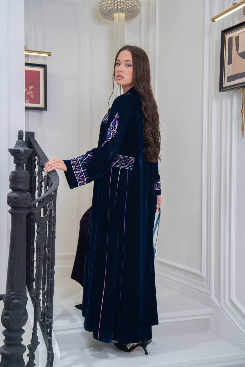 Velvet abaya with  unique embroider