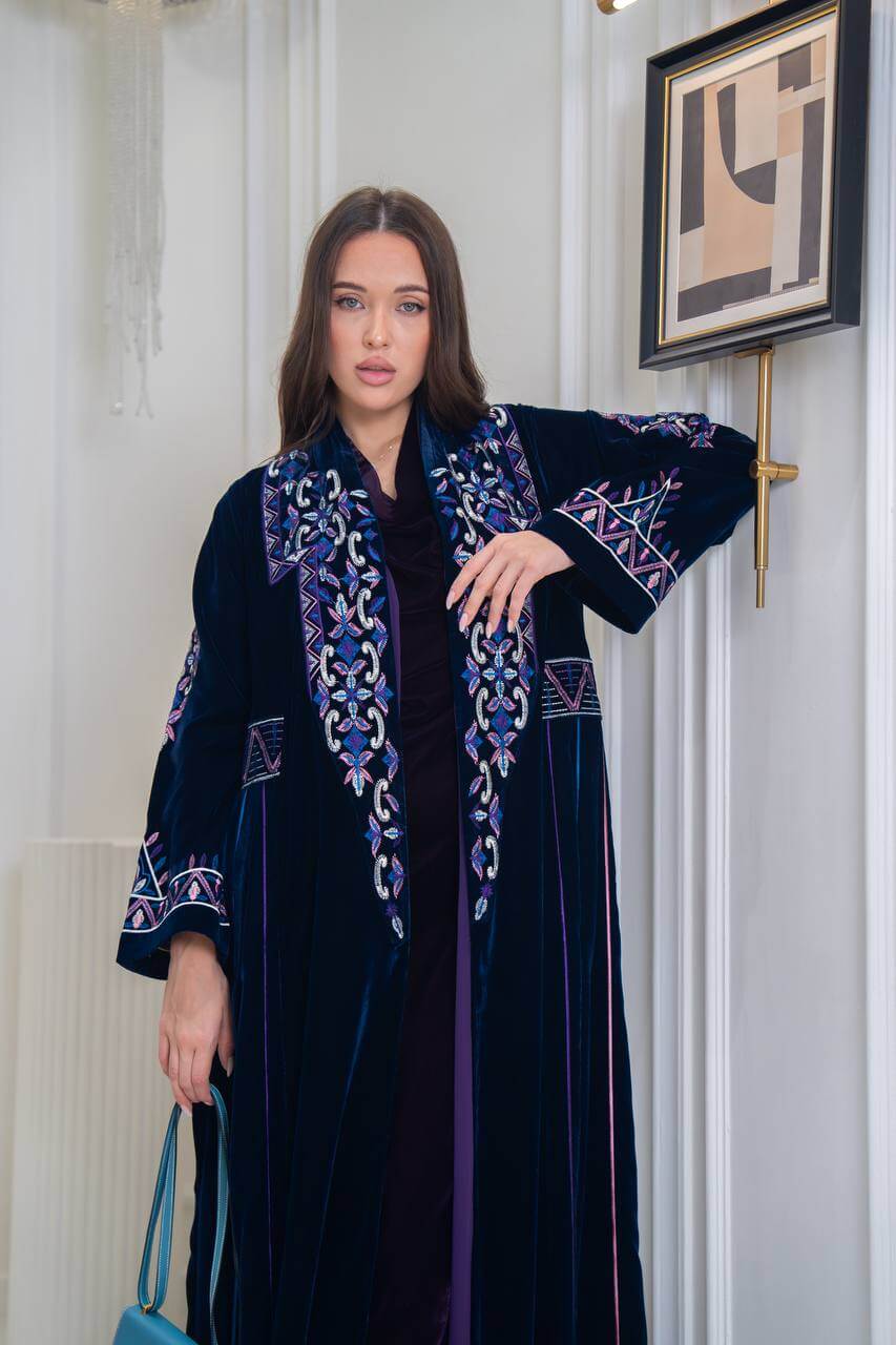 Velvet abaya with  unique embroider