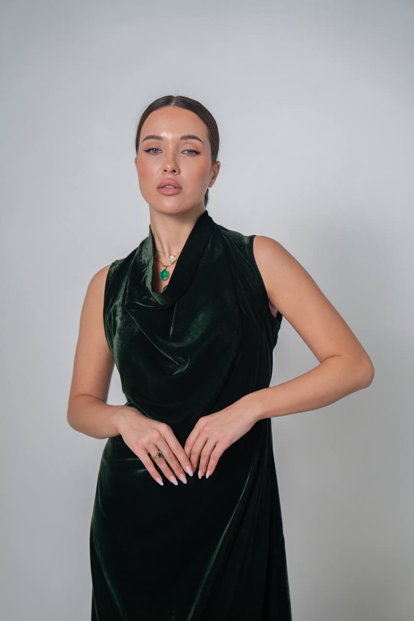 olive green velvet dress
