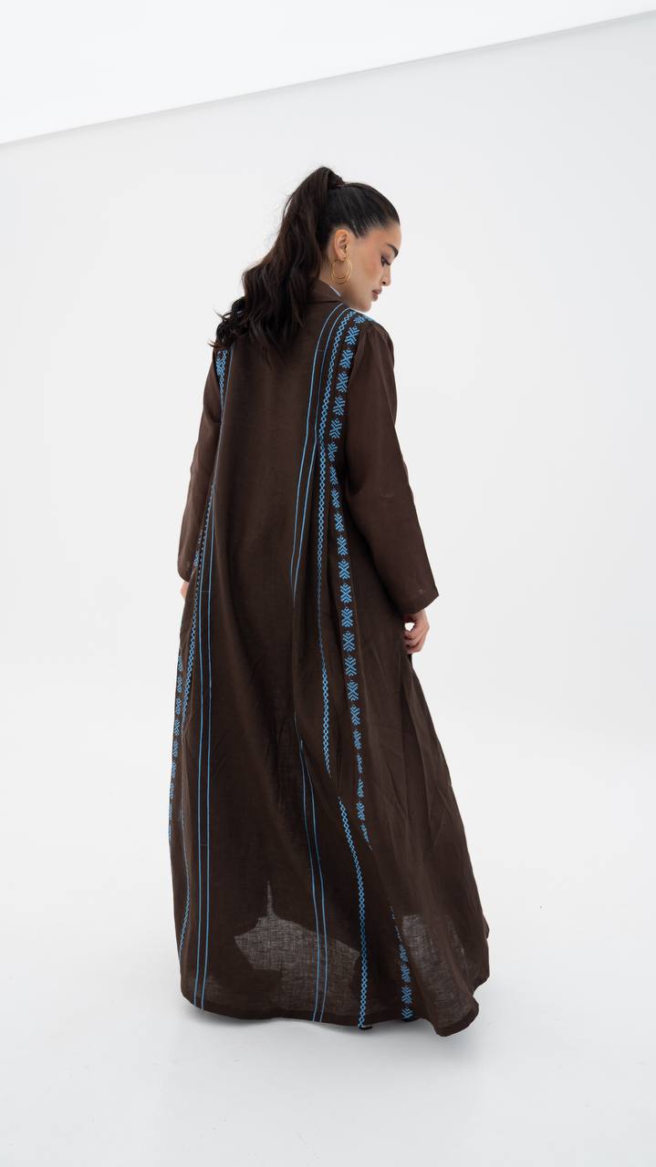Beige linen abaya with embroidery (1925)