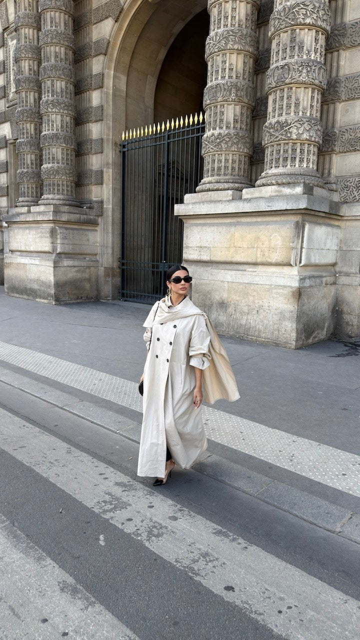 Trench Coat Abaya – Beige 2031
