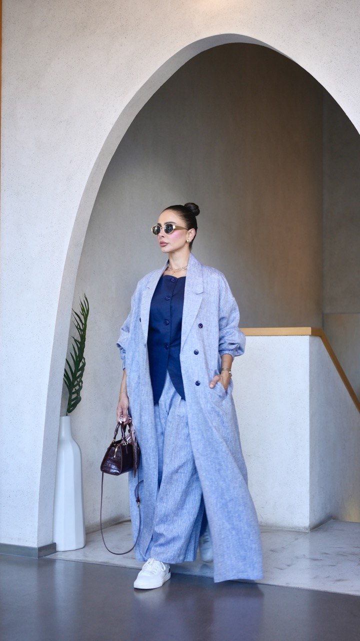 Blue Denim Linen abaya-free size-2030