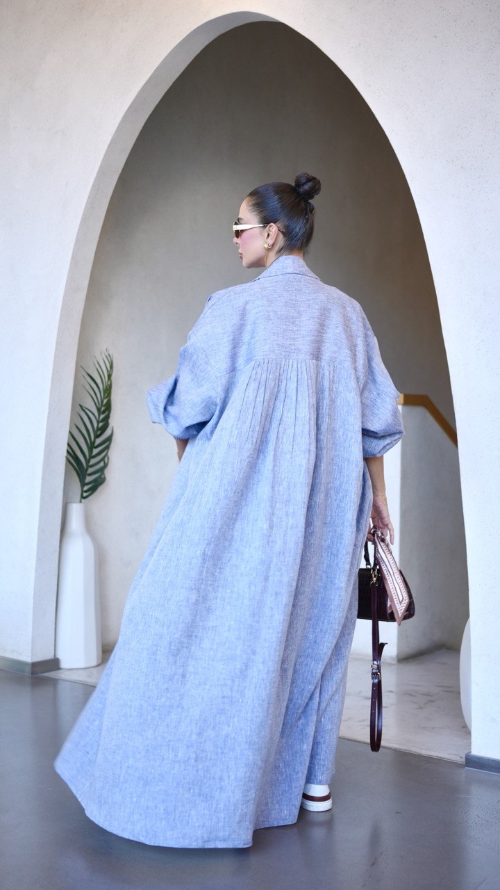 Blue Denim Linen abaya-free size-2030