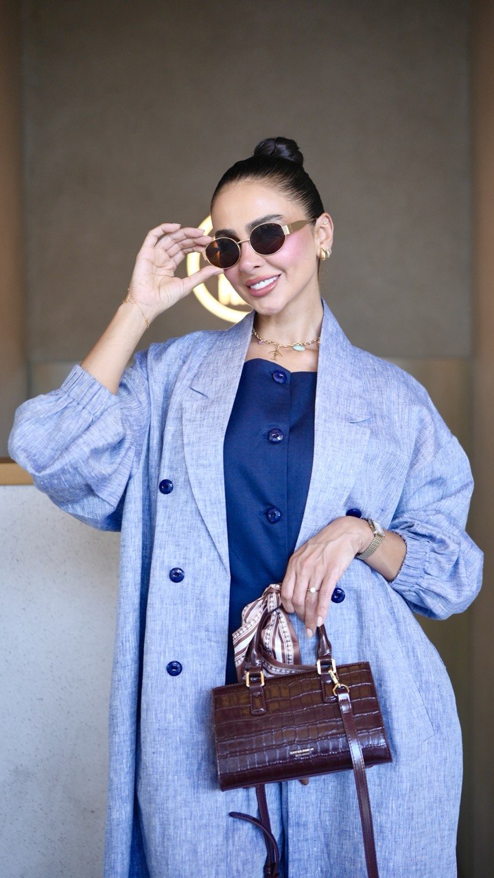Blue Denim Linen abaya-free size-2030