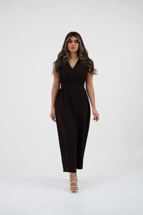 Brown crepe jumpsuit