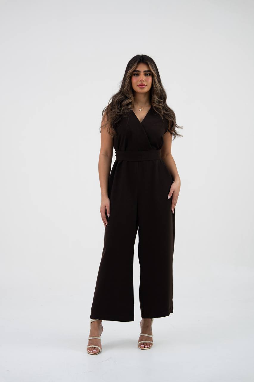 Brown crepe jumpsuit