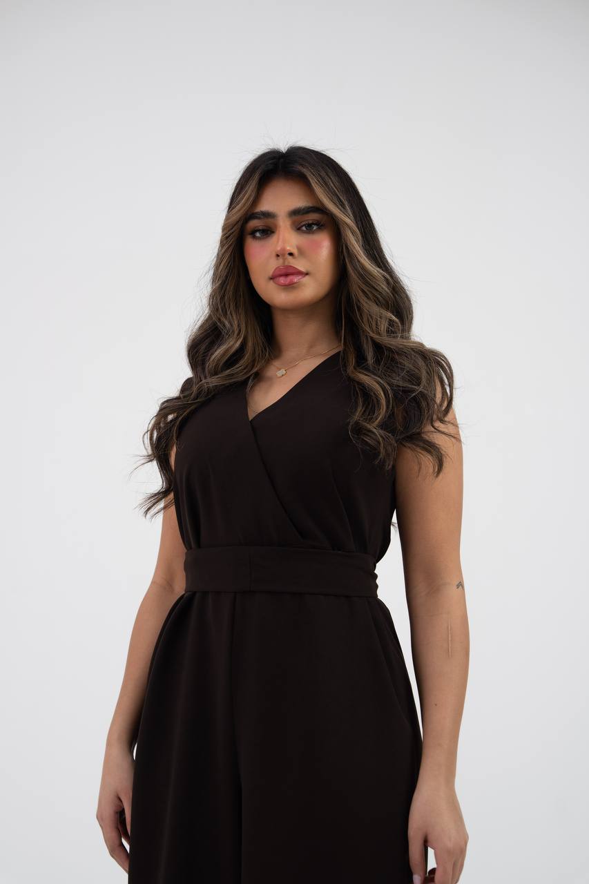 Brown crepe jumpsuit