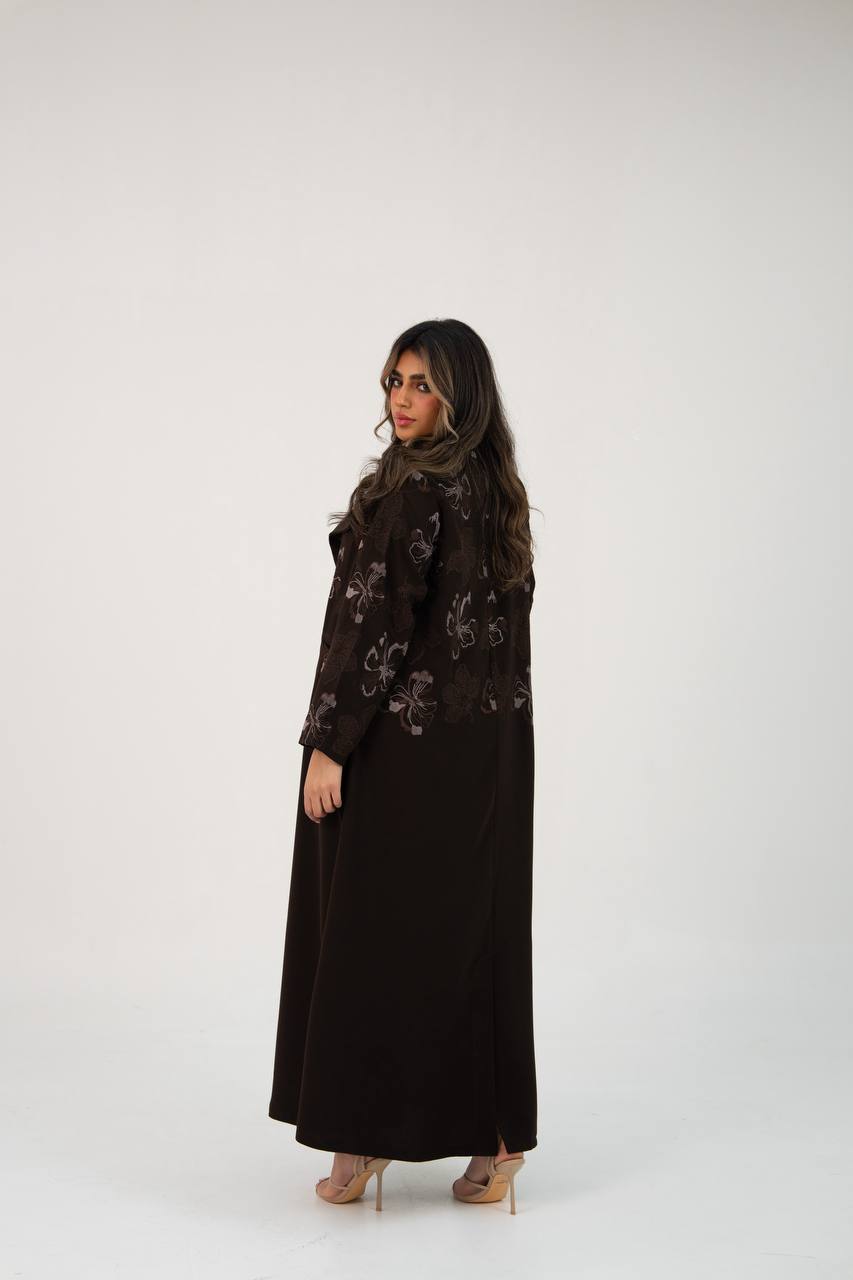 Brown crepe blazer with embroider