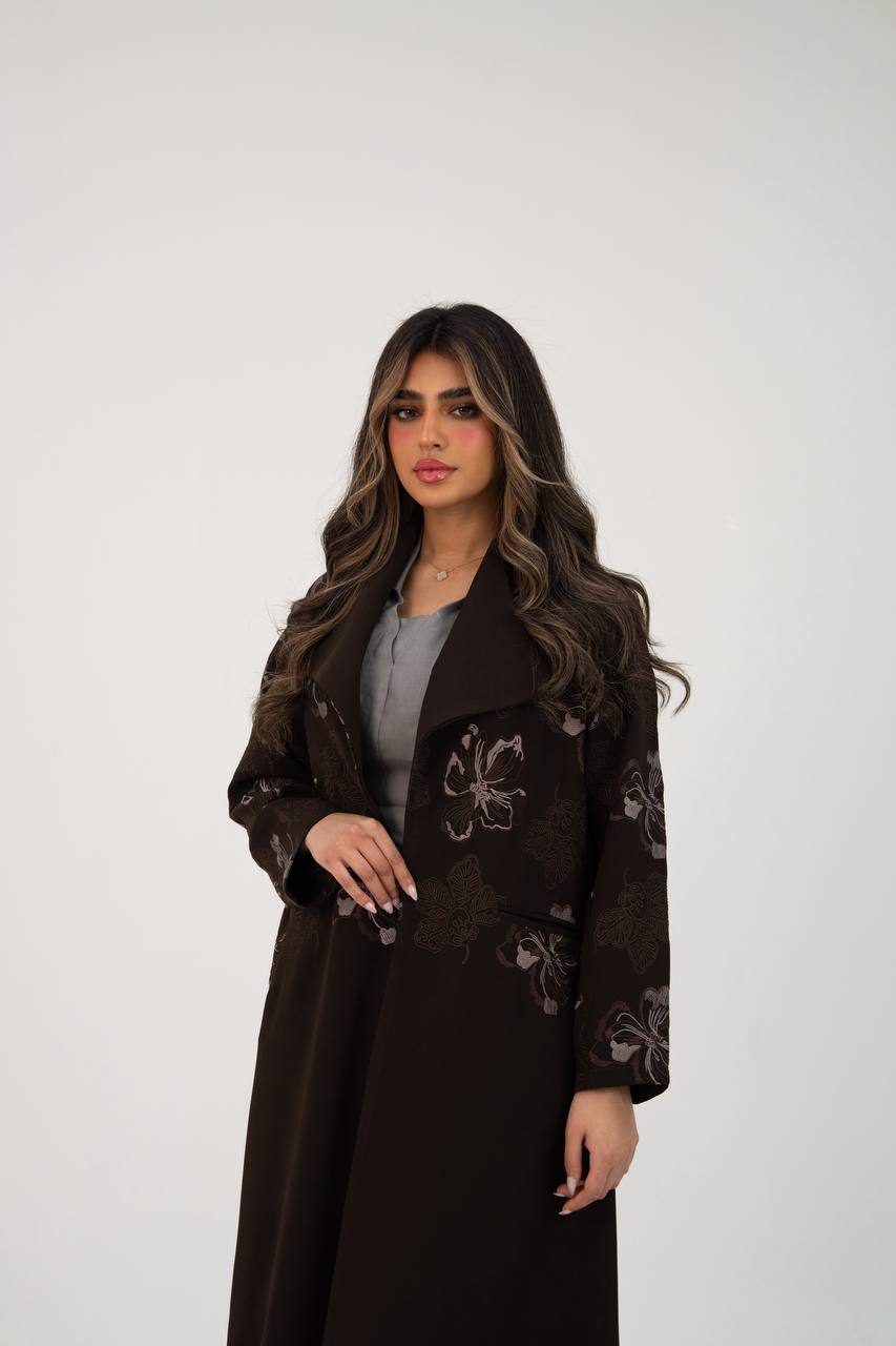 Brown crepe blazer with embroider