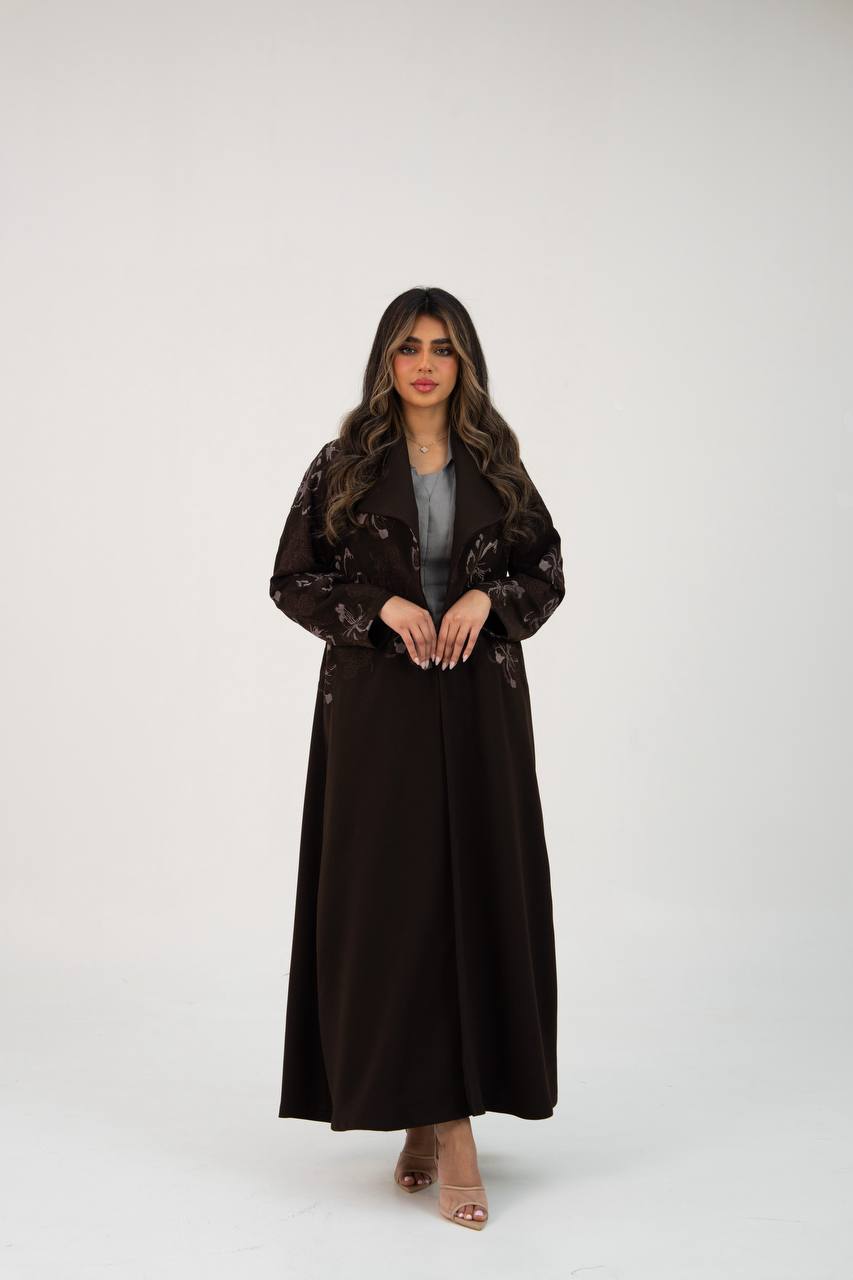 Brown crepe blazer with embroider