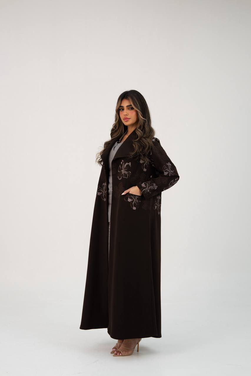 Brown crepe blazer with embroider