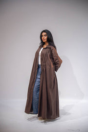 brown linen abaya-free size