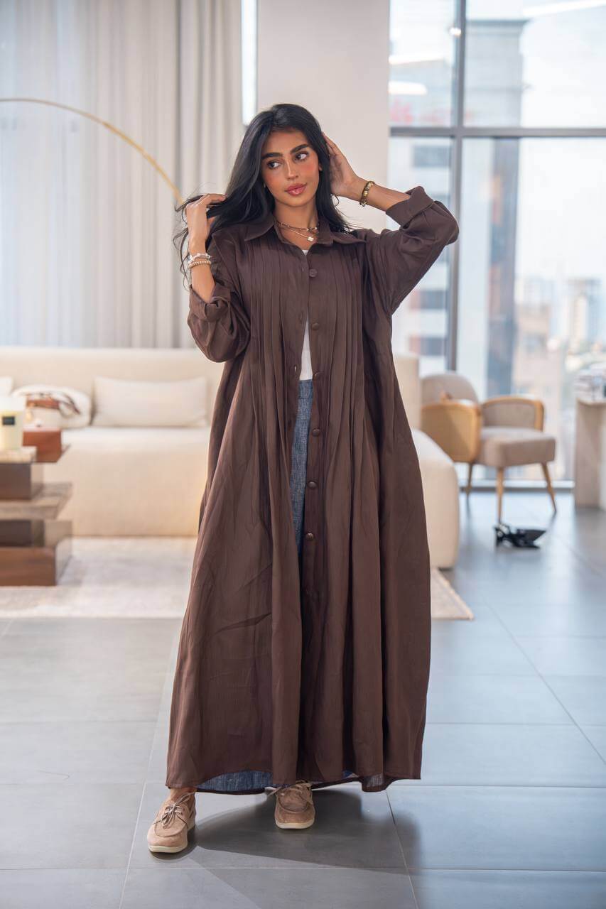 brown linen abaya-free size