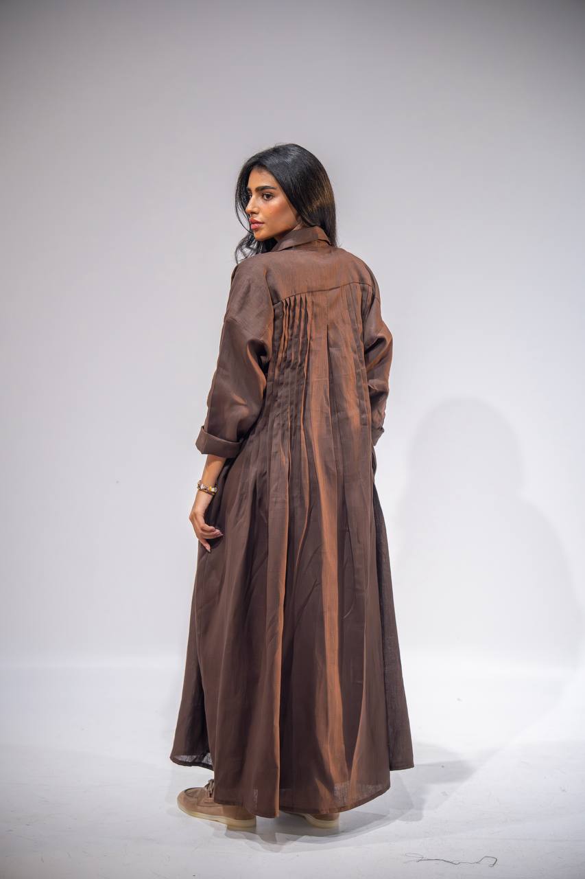 brown linen abaya-free size