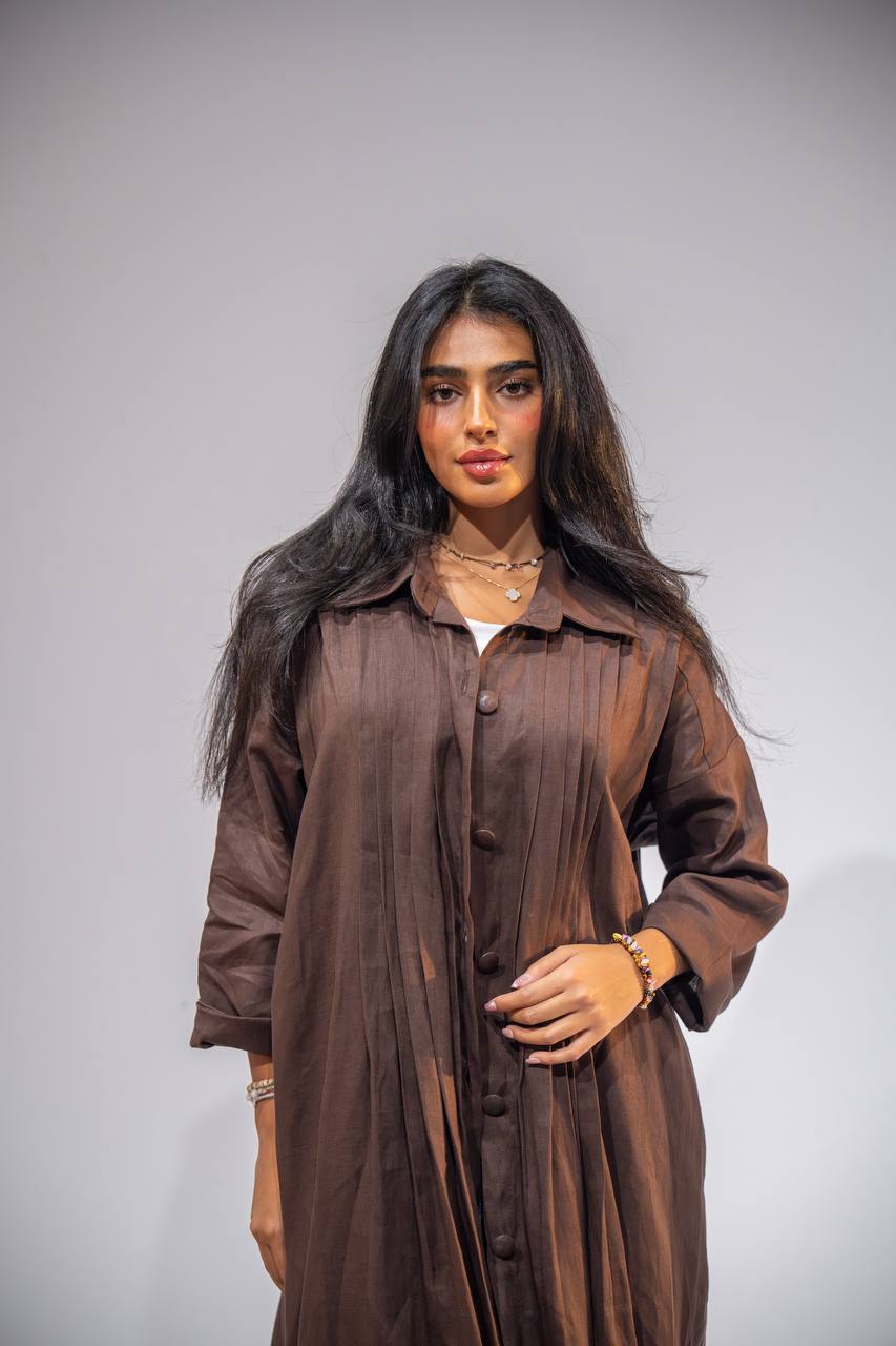 brown linen abaya-free size