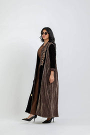 Velvet and crushed velvet abaya with hand embroider