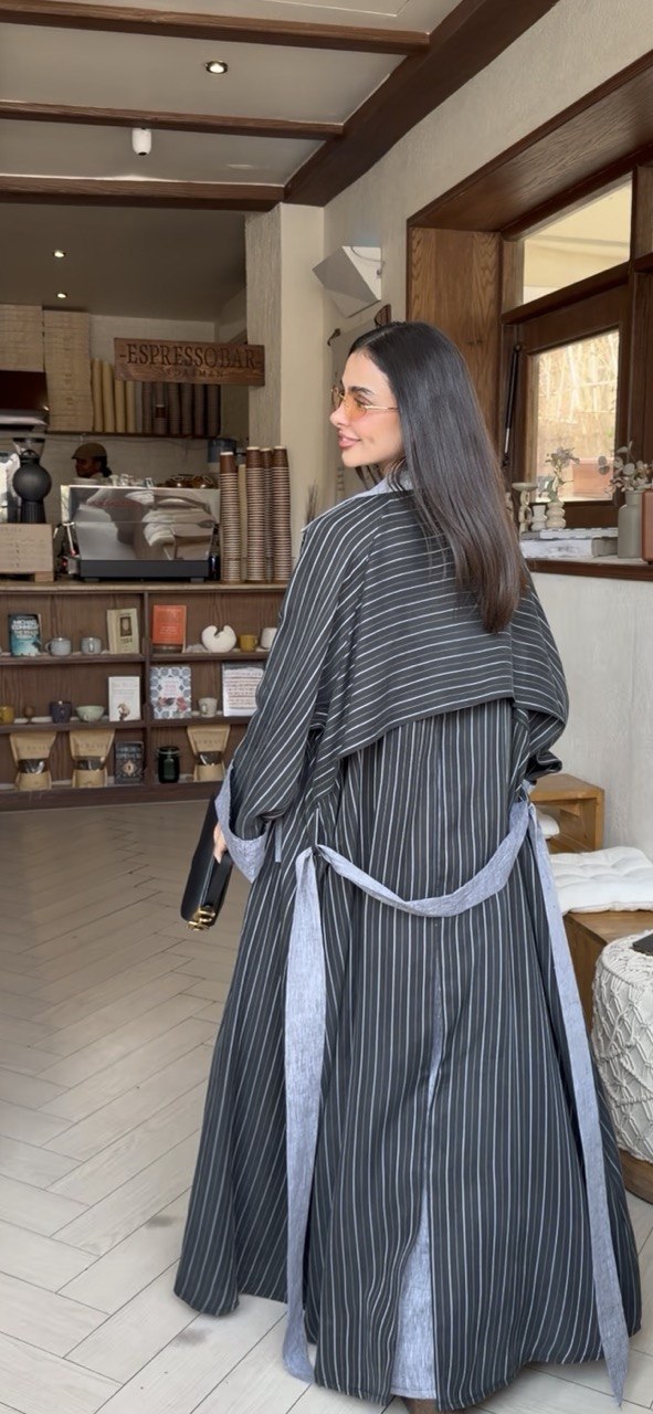 Striped Silk Crepe Abaya – 2066