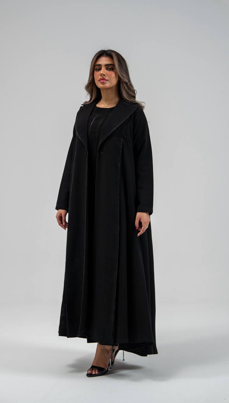 Black crepe abaya with embroidery