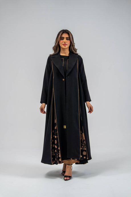 Black crepe abaya with embroidery