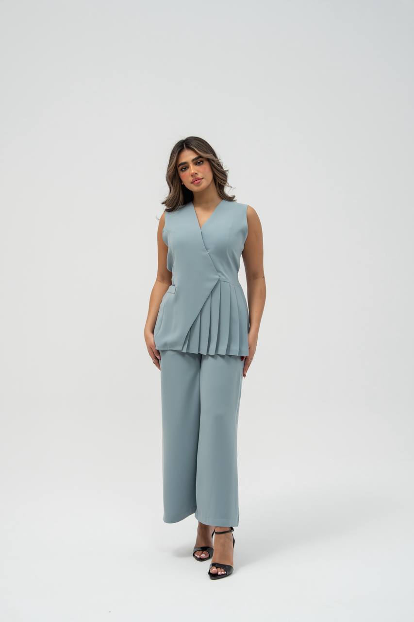 Vest and trousers set, sky blue crepe