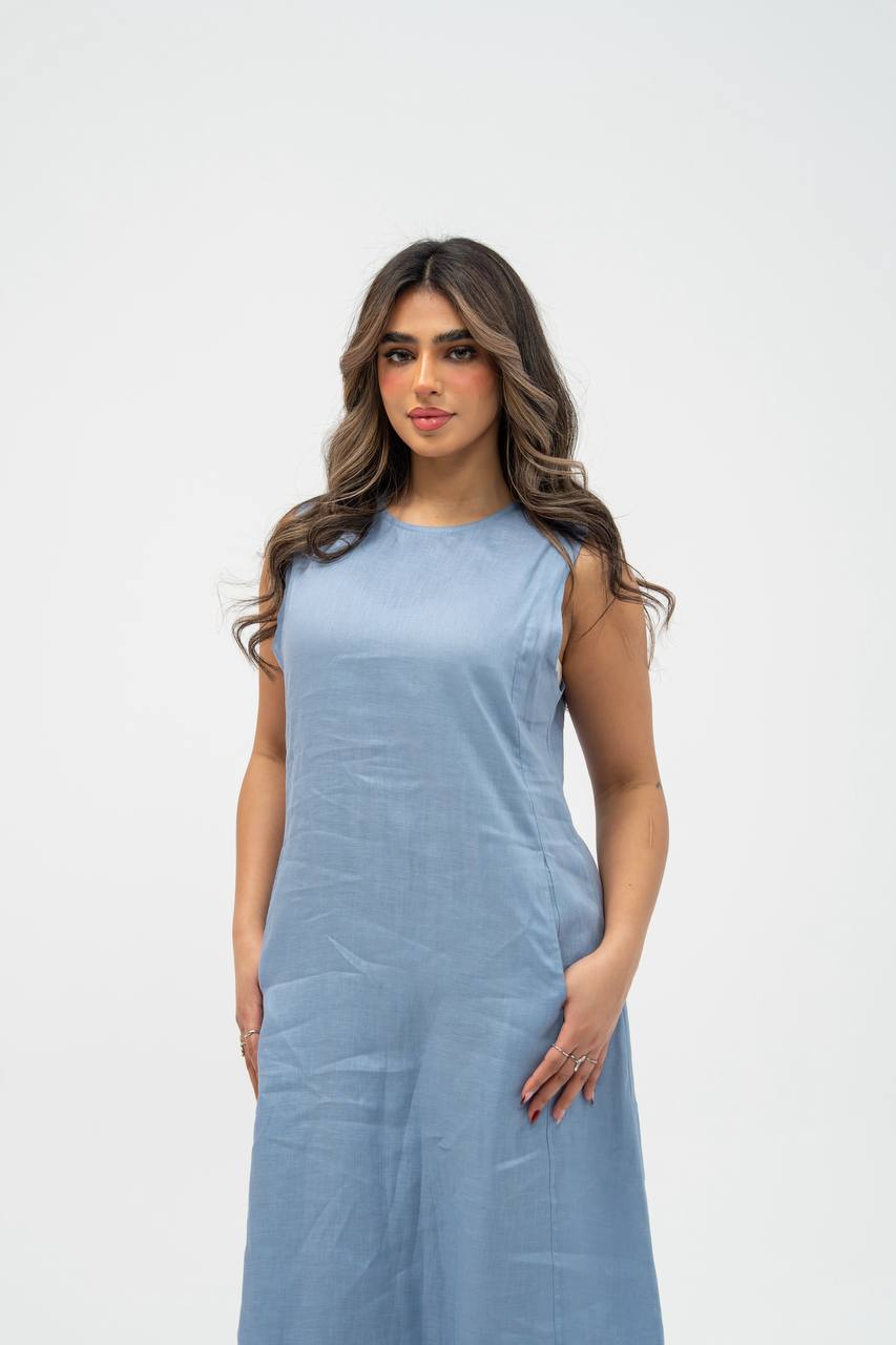 Linen dress in sky blue