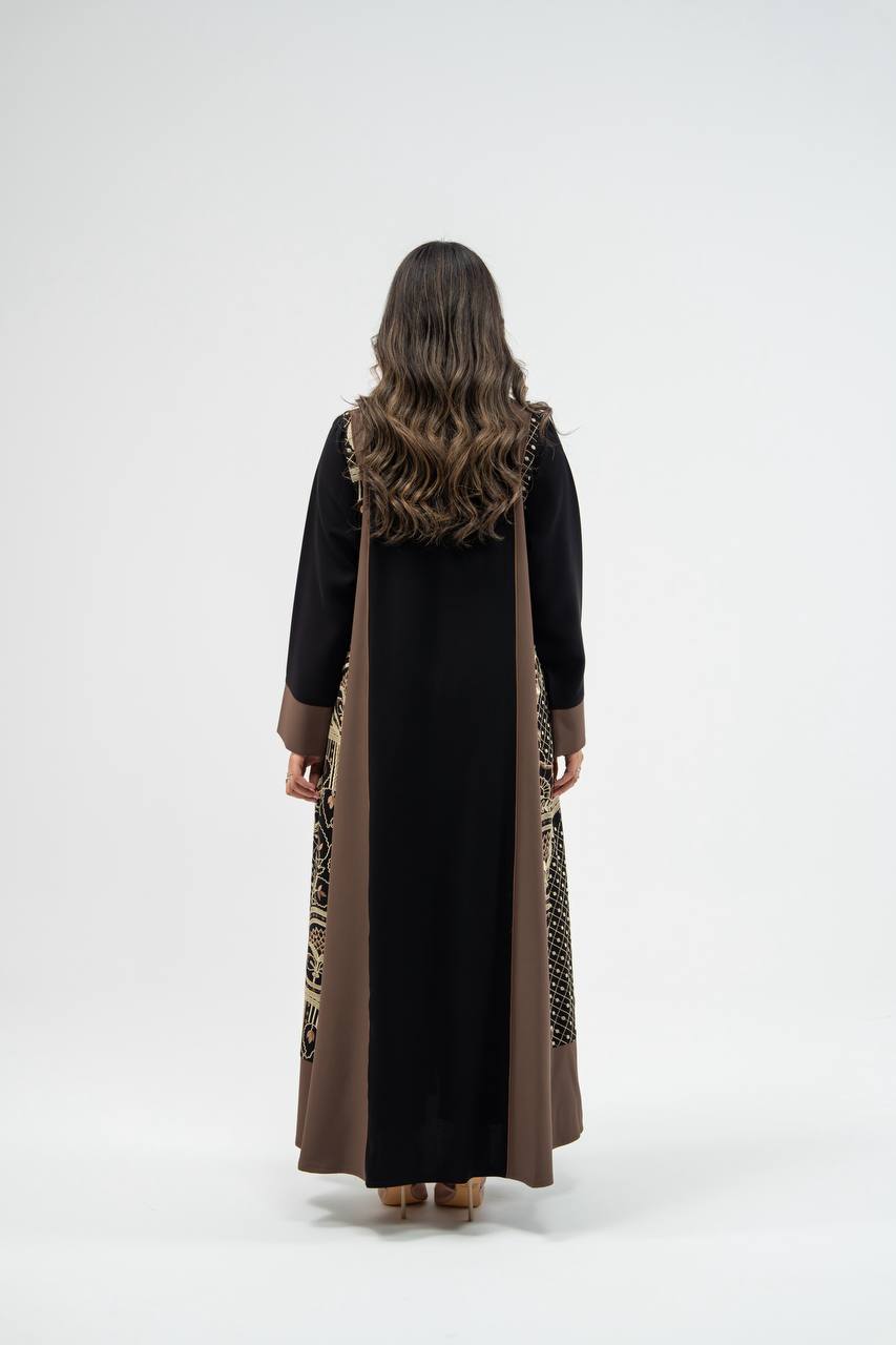Black crepe abaya with embroidery