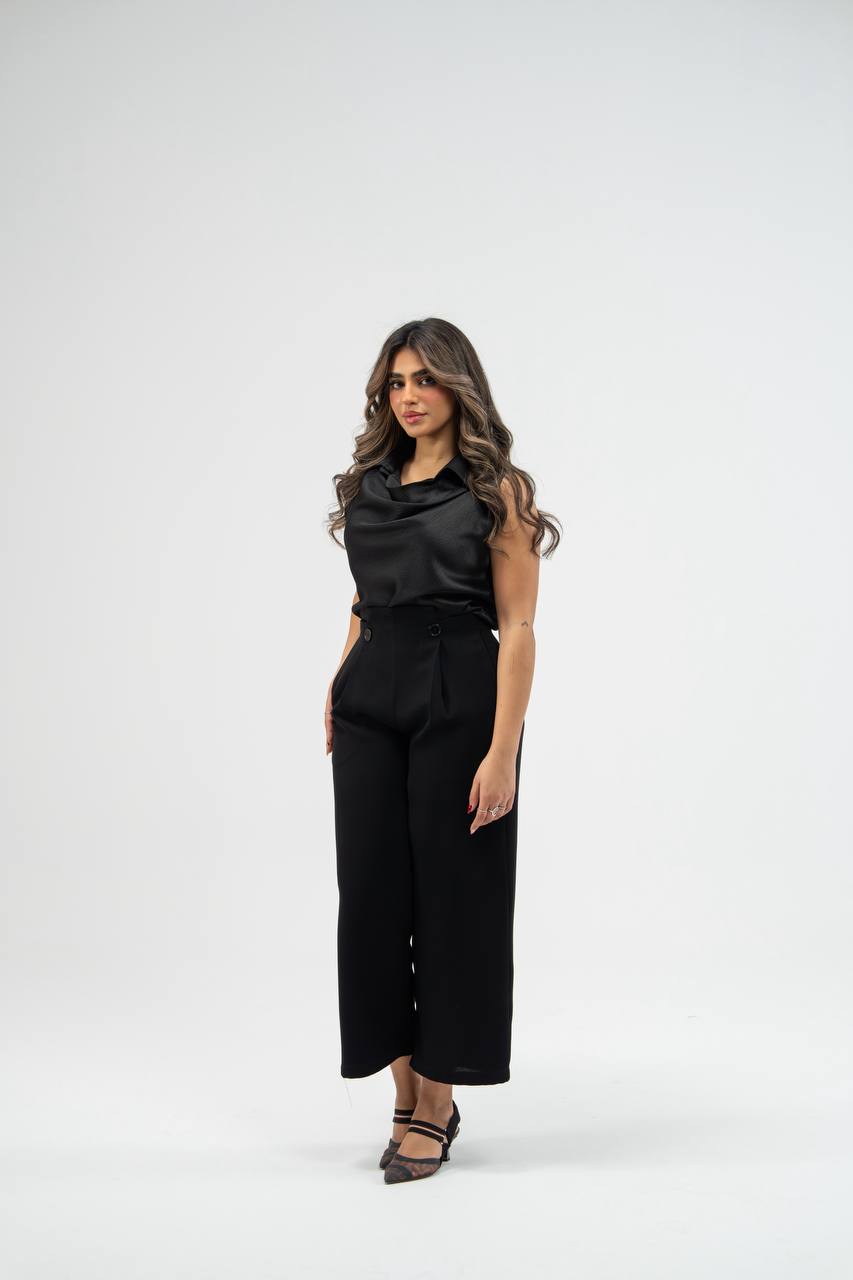 Silk crepe blouse and trousers set