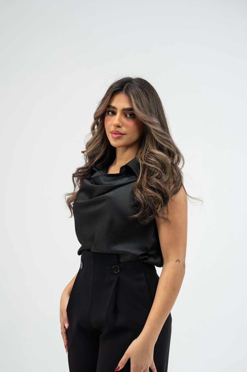 Silk crepe blouse and trousers set