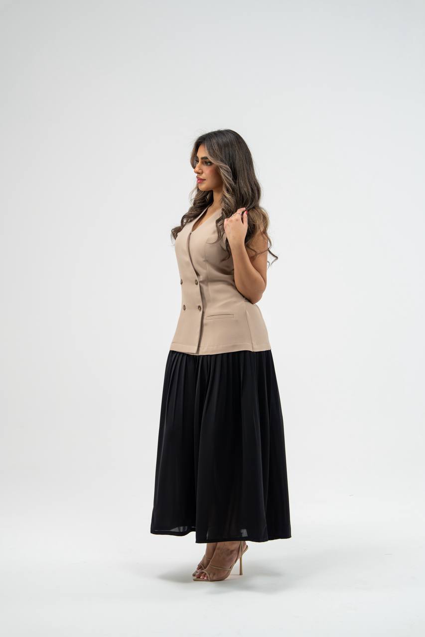 Crepe dress with linen
