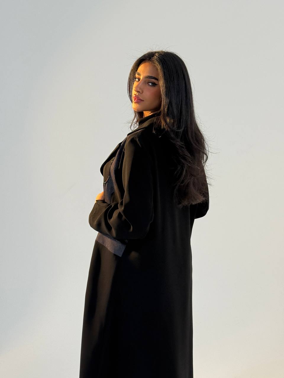 black crepe abaya with jeans