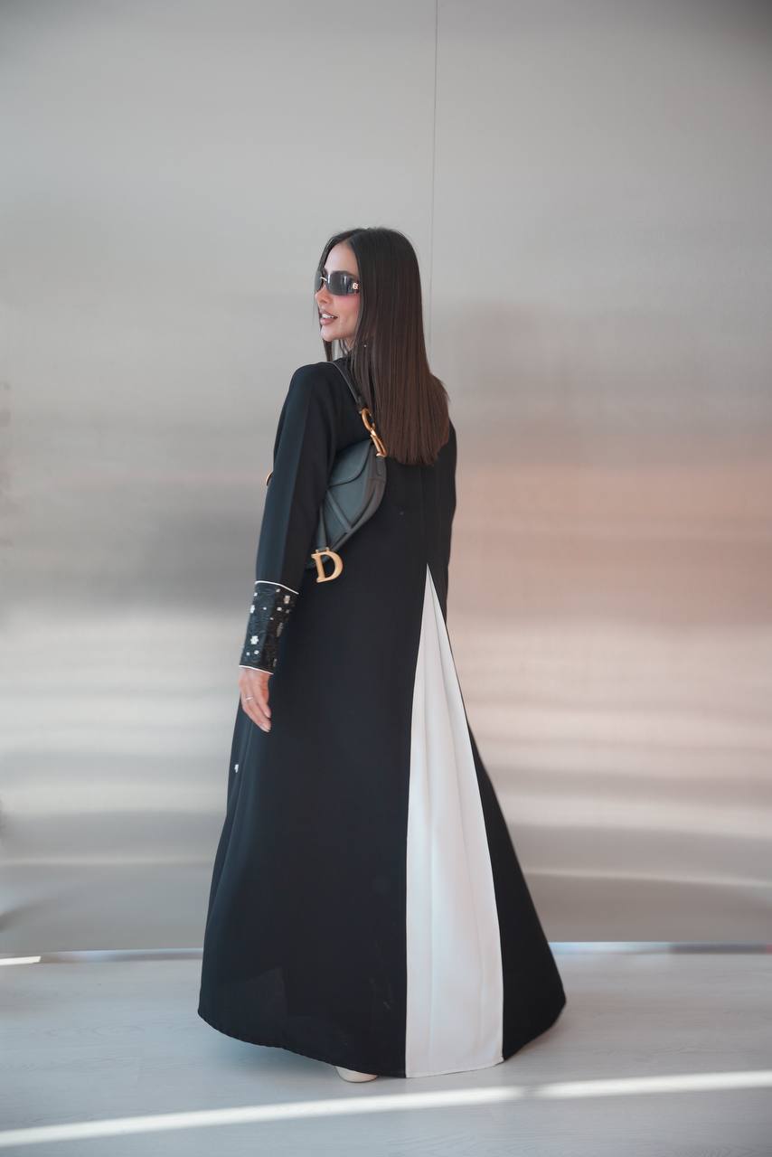 Black embroidered Crepe Abaya-2079