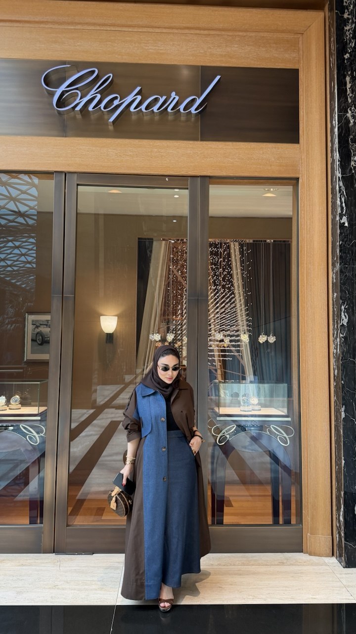 Trench Coat Abaya with Denim Details – 2083