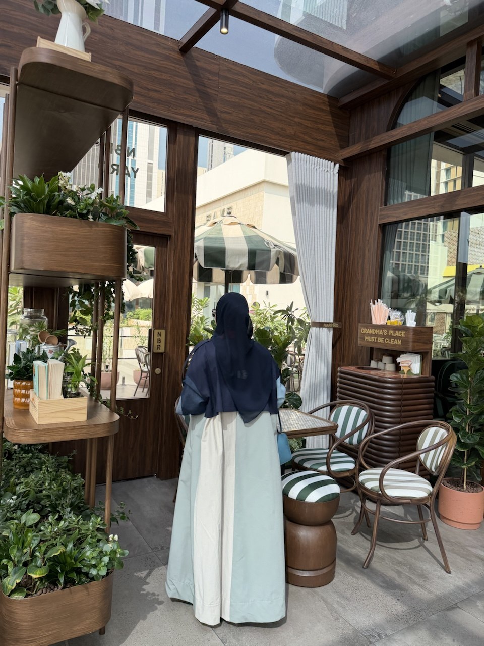 Beige & Light Green Trench Coat Abaya – 2082