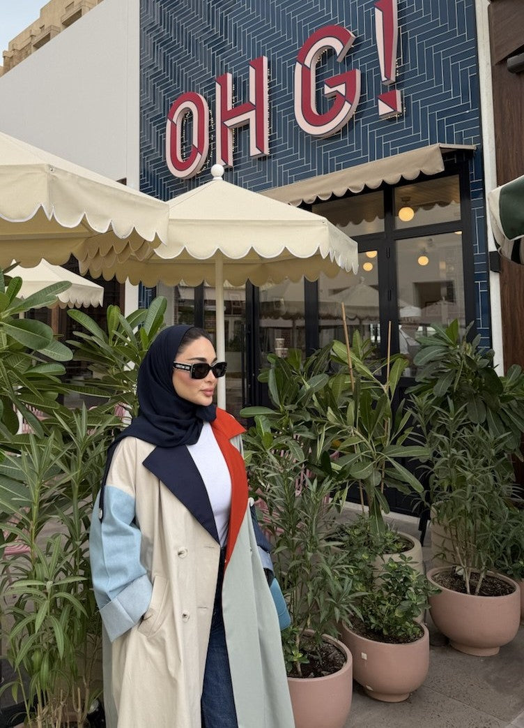 Beige & Light Green Trench Coat Abaya – 2082