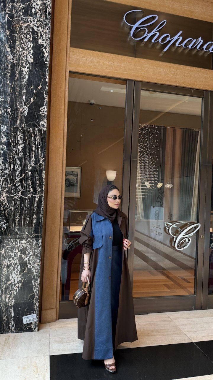 Trench Coat Abaya with Denim Details – 2083