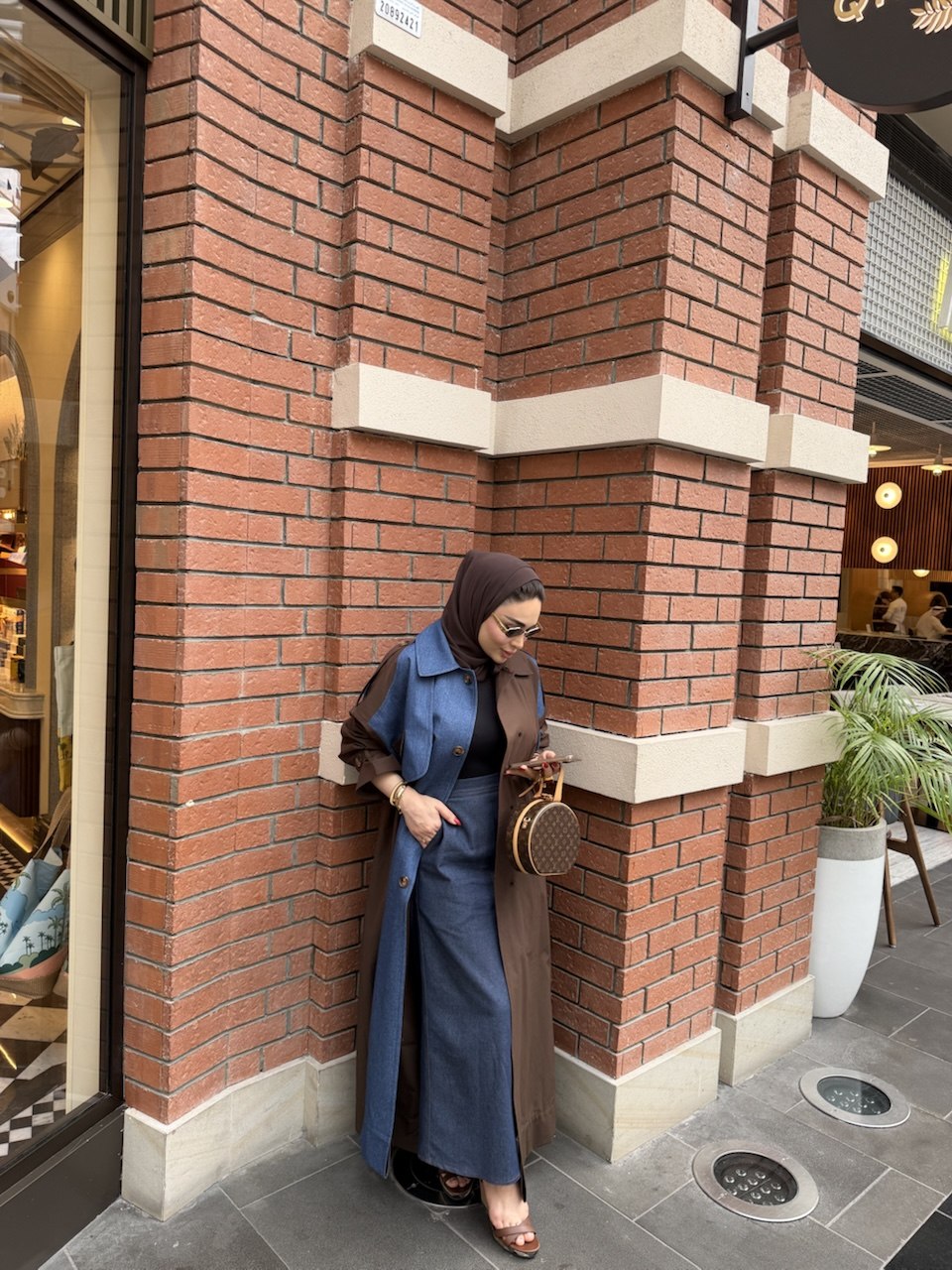 Trench Coat Abaya with Denim Details – 2083