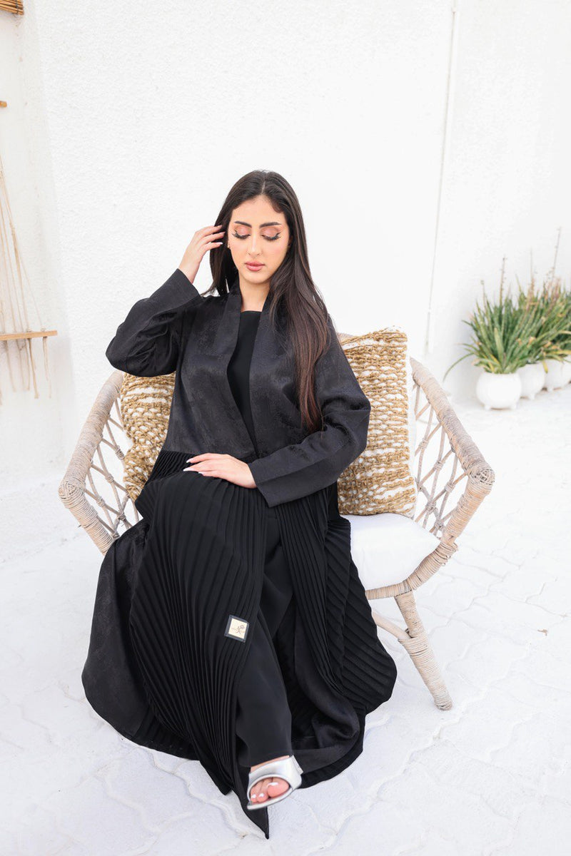 ABAYA CREPE WITH PLEATED C:6419BLACK